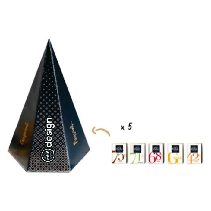 Pyramide 5 carrés de chocolat 4g personnalisables 