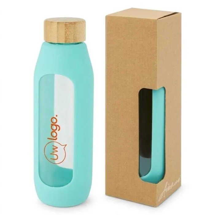 Promotionele drinkfles van borosilicaatglas met siliconen greep - Tidan