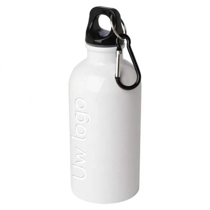 Gepersonaliseerde fles van gerecycled roestvrij staal, 400 ml, met karabijnhaak