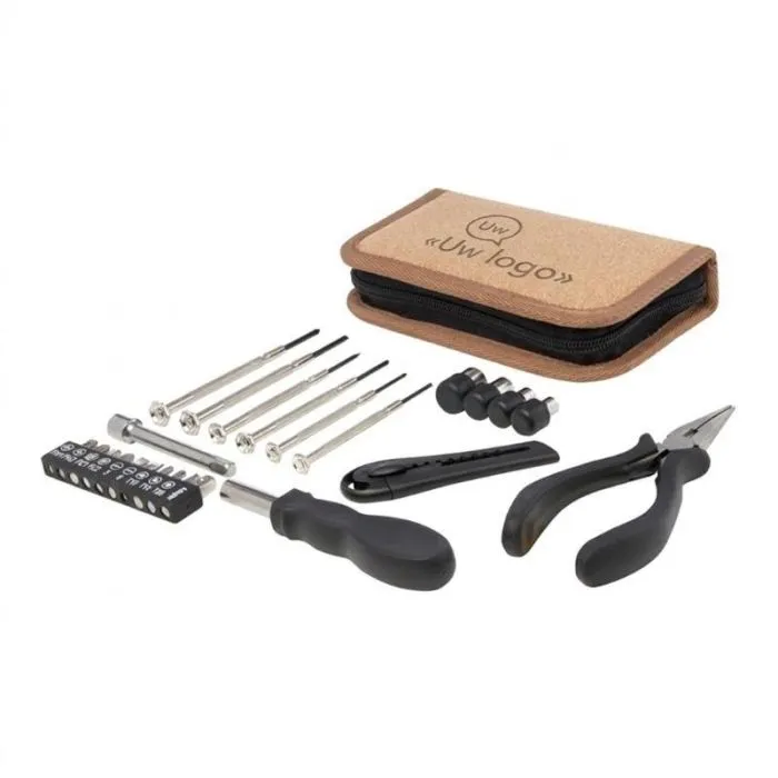 Reclame-set van 24 stuks van gerecycled plastic met kurken etui - Spike