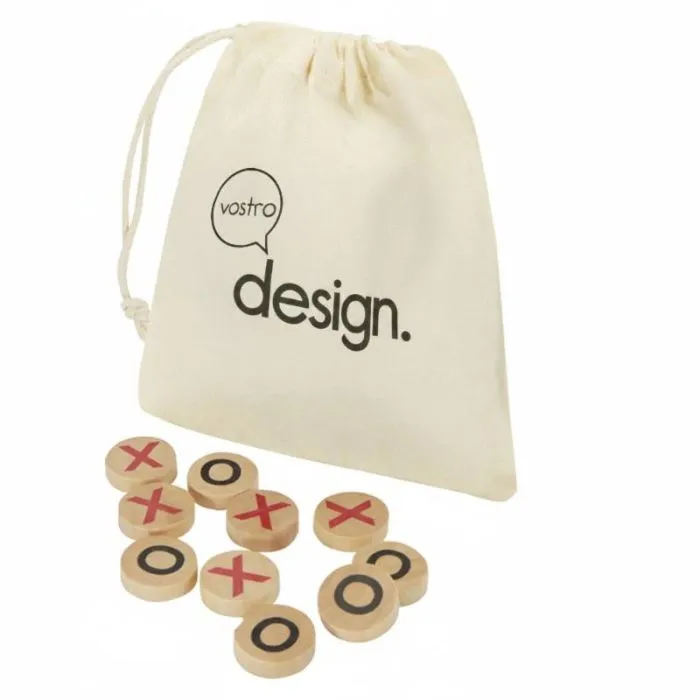 Gioco del tris personalizzato in legno con astuccio in cotone