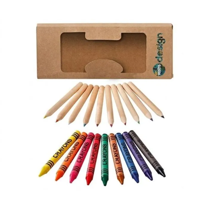 Set promozionale di matite e pastelli a cera colorati, 19 pezzi, Lucky
