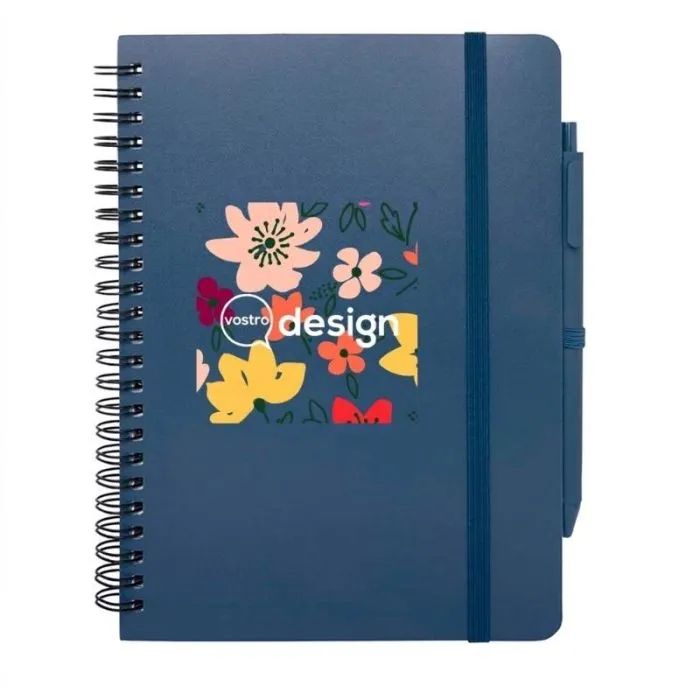 Taccuino A5 personalizzato con copertina rigida di origine oceanica e penna Thalaasa
