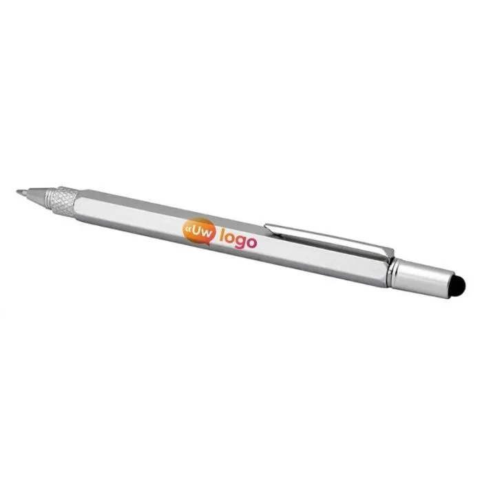 Gepersonaliseerde multifunctionele balpen van gerecycled aluminium met zwarte inkt - Dora