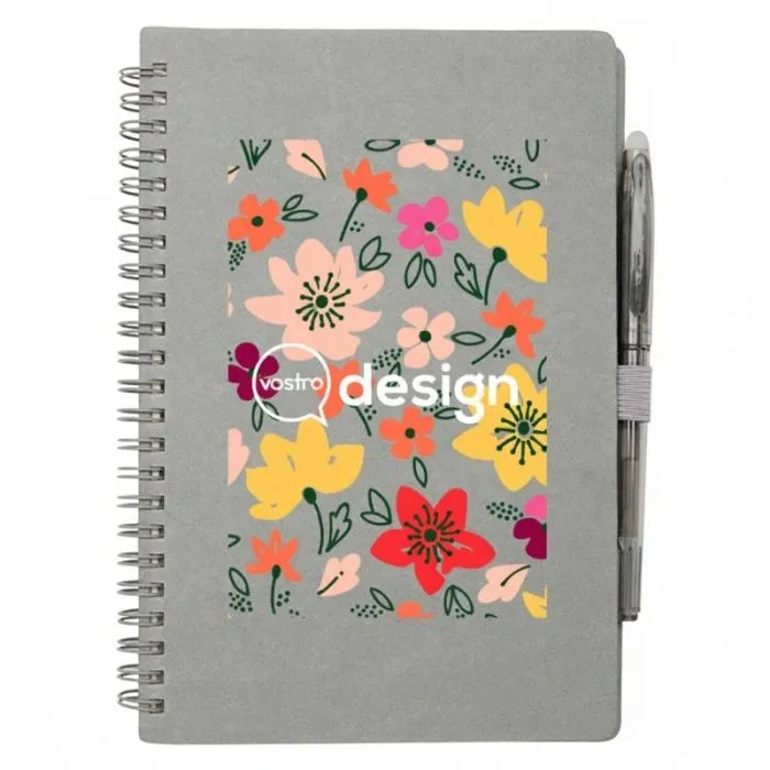 Taccuino A5 personalizzato con copertina riutilizzabile e penne - Slate