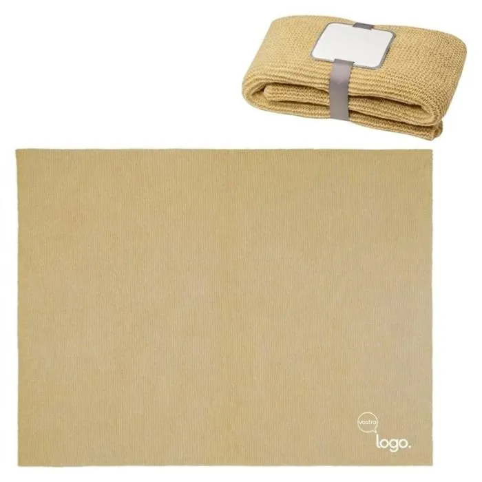 Coperta lavorata a maglia 150x120 cm in poliestere certificato GRS per uso promozionale - SUZY