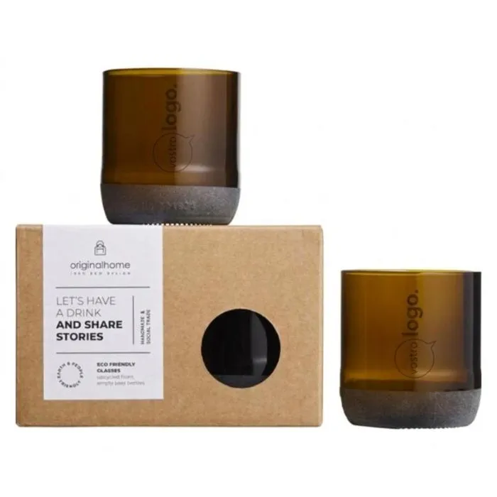 Set di 2 bicchieri da 160 ml in vetro riciclato personalizzati - Originalhome