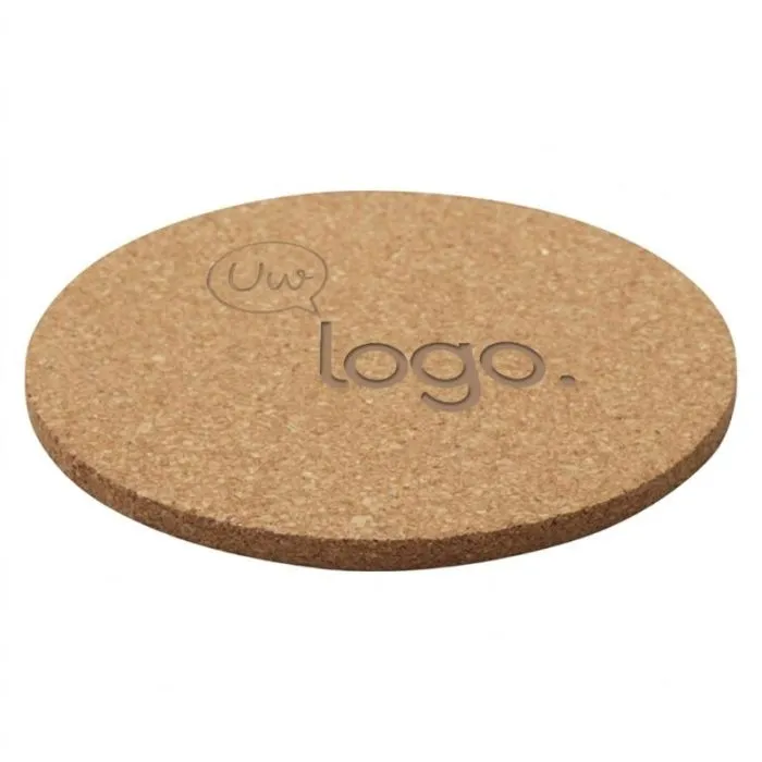 Ronde, gepersonaliseerde onderzetter van kurk, 10 x 0,5 cm
