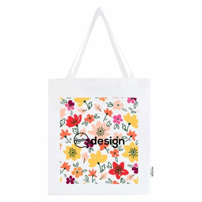 Borsa da spesa a soffietto personalizzata in cotone riciclato 140 g/m² - Madras