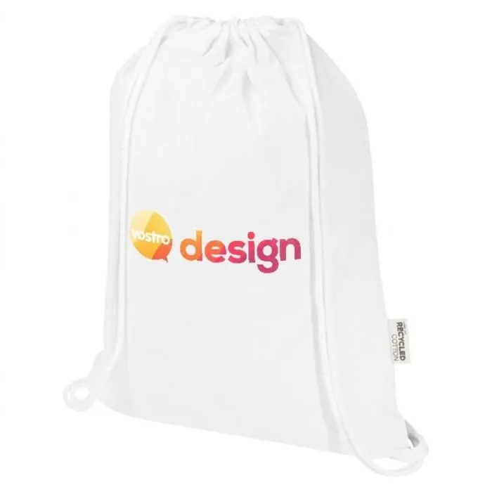 Borsa con cordoncino personalizzata in cotone riciclato da 5 L – Oregon Blend 140 g/m²