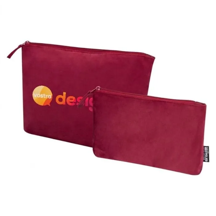 Set personalizzato composto da 2 beauty case in velluto di poliestere riciclato