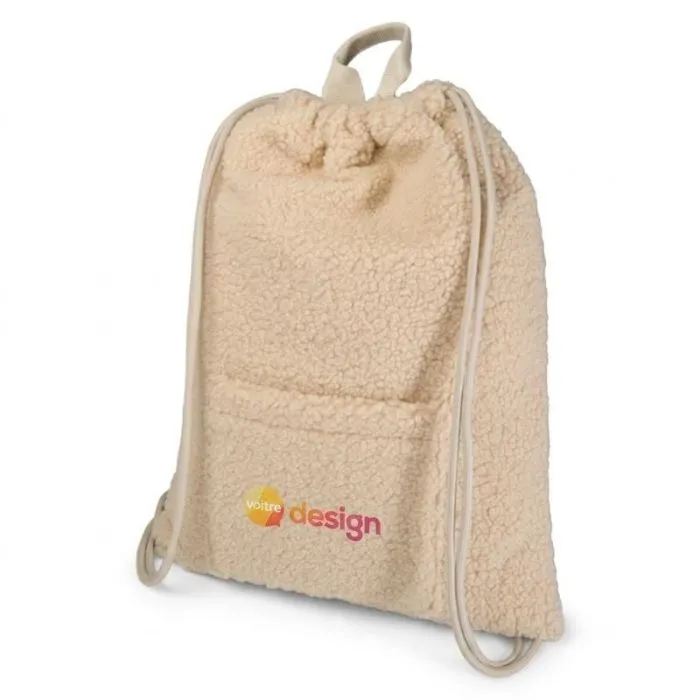 Zaino personalizzato in poliestere riciclato GRS da 9 L con cordino in sherpa Bear