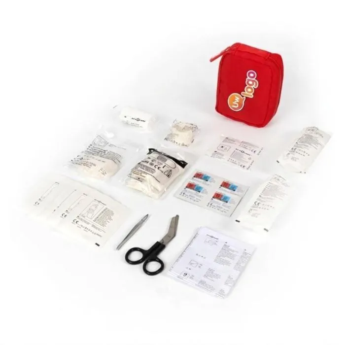 Gepersonaliseerde EHBO-set van nylon, 59-delig, in compacte koffer