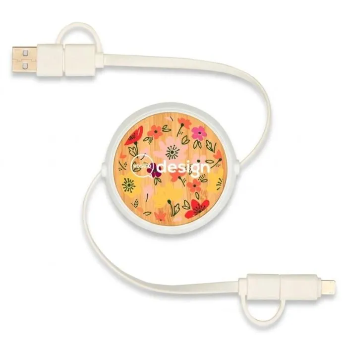 Cavo retrattile 5 in 1 personalizzato 45 W in plastica riciclata
