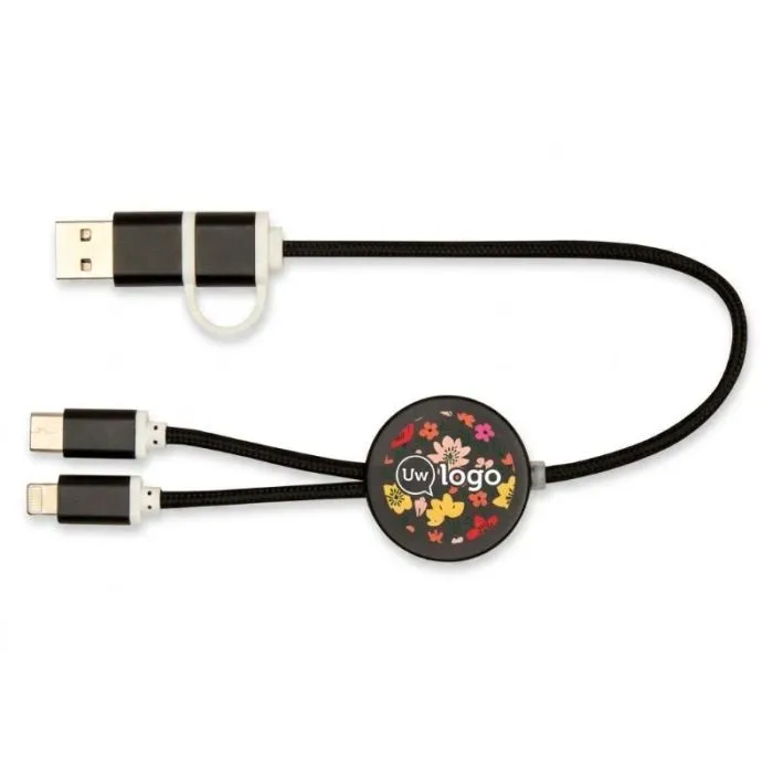 Op maat gemaakte 5-in-1-kabel van gerecycled plastic, 30 cm, snelladen 27 W - Alasia