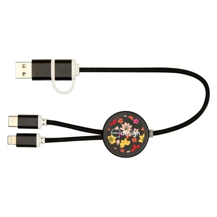 Cavo 5 in 1 personalizzato in plastica riciclata, 30 cm, ricarica rapida da 27 W - Alasia