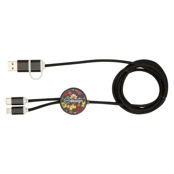 Cavo 5 in 1 personalizzato in plastica riciclata, 150 cm, ricarica rapida da 27 W - Alasia
