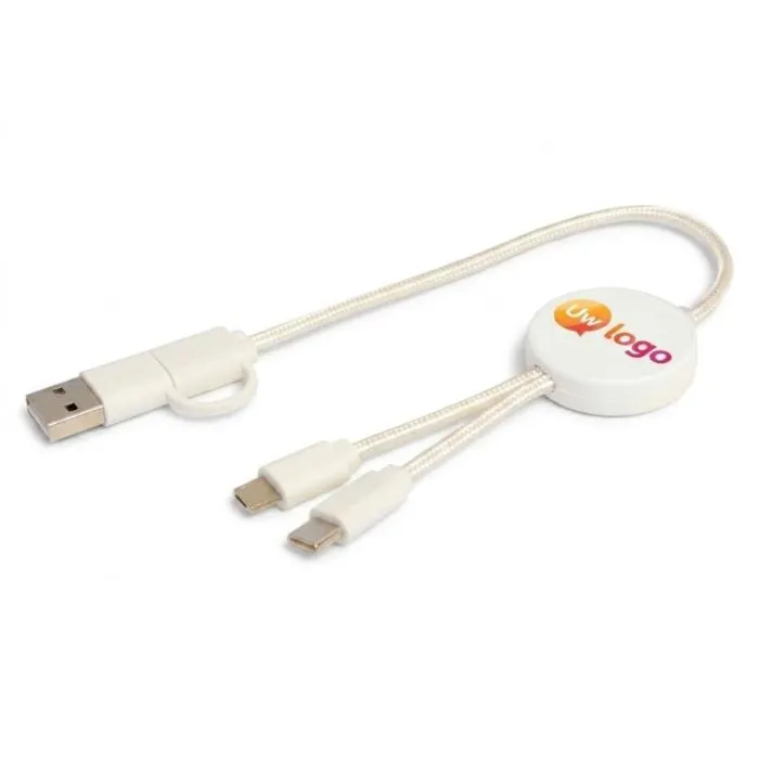 Op maat gemaakte 5-in-1-kabel van gerecycled plastic, 150 cm, snelladen 27 W - Citala