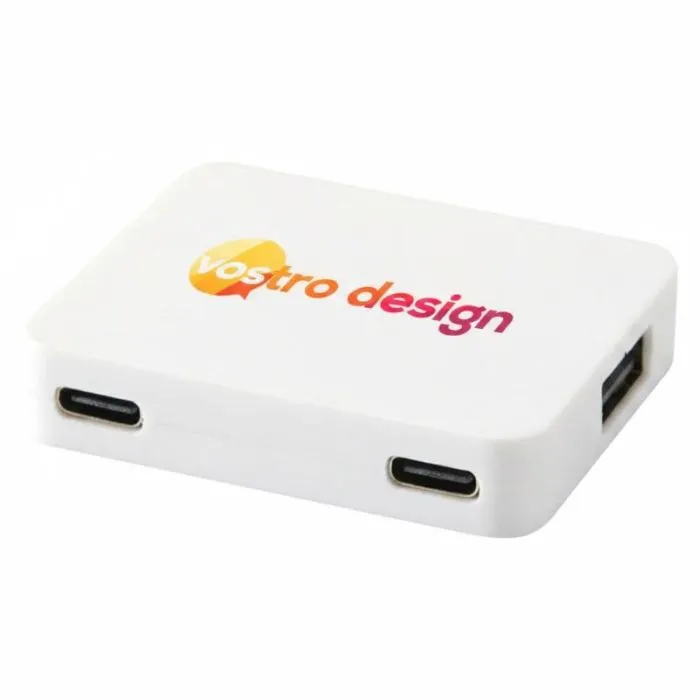 Hub USB Gaia personalizzato in plastica riciclata con 4 porte USB