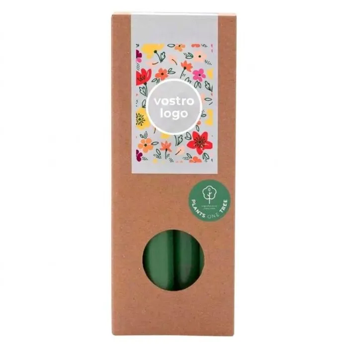 Confezione da 10 candele da tavola naturali personalizzate in cera di palmisti - Originalhome