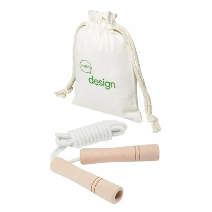 Corda per saltare in legno in astuccio di cotone personalizzato - Denise