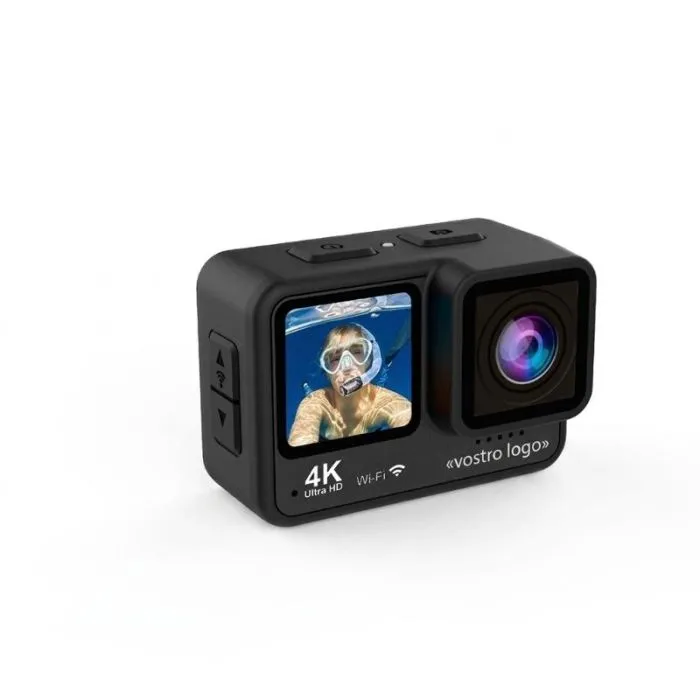 Action cam impermeabile da 24 MP con doppio schermo e registrazione video 4K – Aqua DV850