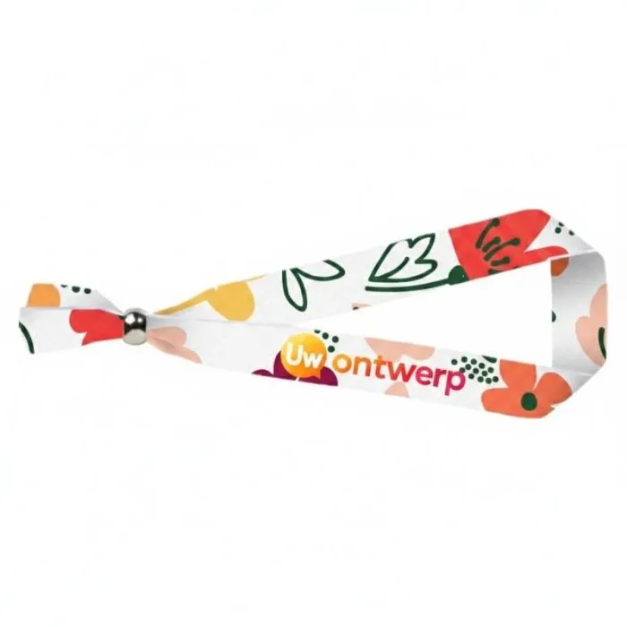 Gepersonaliseerde festivalarmband van gerecycled PET met afneembare metalen sluiting - Evi