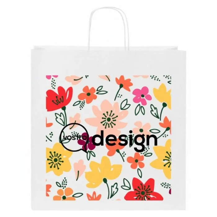 Borsa in carta Kraft da 80-90 g/m² personalizzata con manici intrecciati, taglia XL