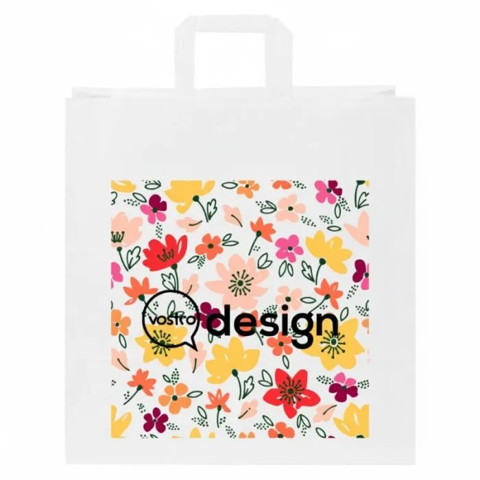Borsa in carta Kraft da 80-90 g/m² personalizzata con manici piatti, taglia XL