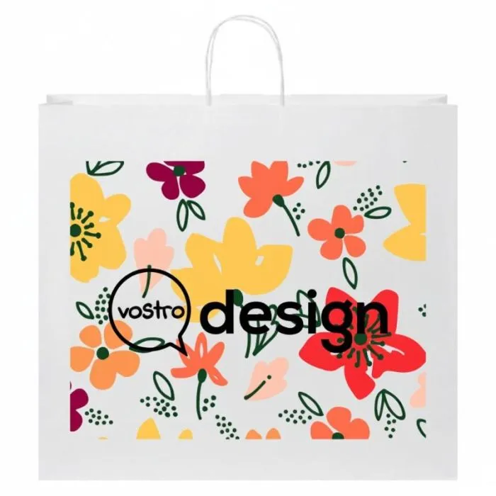 Borsa in carta Kraft da 90-100 g/m² personalizzata con manici intrecciati, taglia XXL