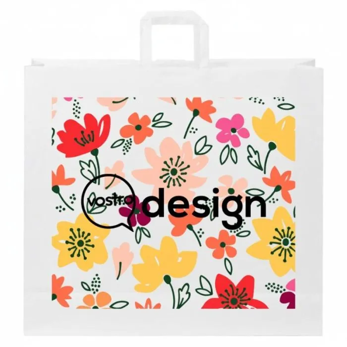 Borsa in carta Kraft da 90-100 g/m² personalizzata con manici piatti, taglia XXL