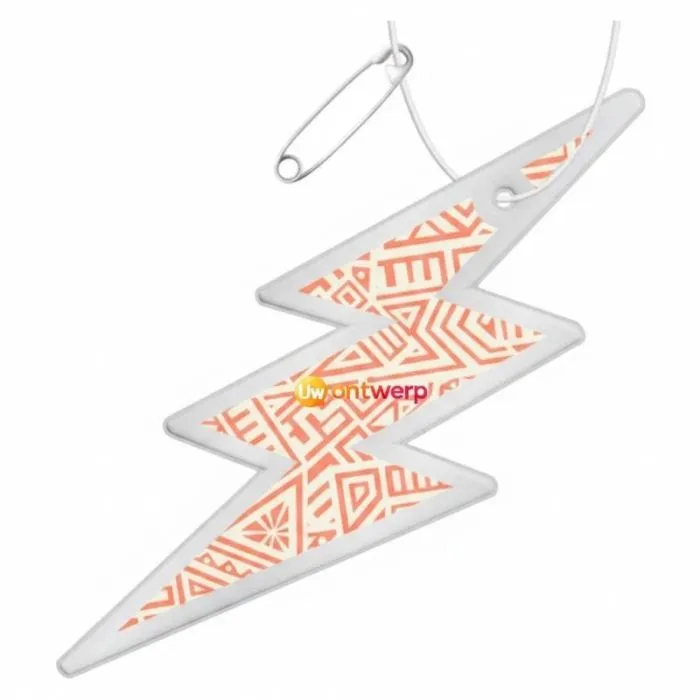 Gepersonaliseerde reflecterende hanger in bliksemvorm