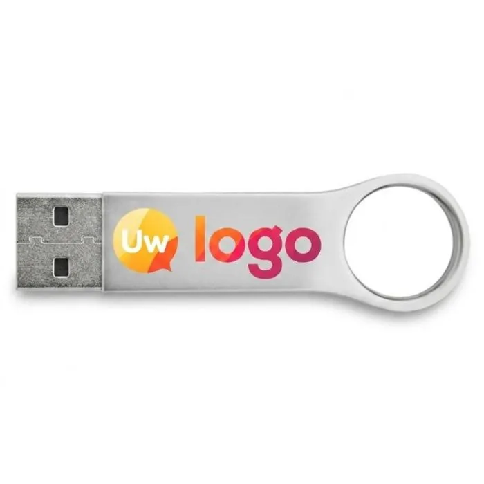 Grote, ronde, gepersonaliseerde USB-stick 3.0 van metaal, type C