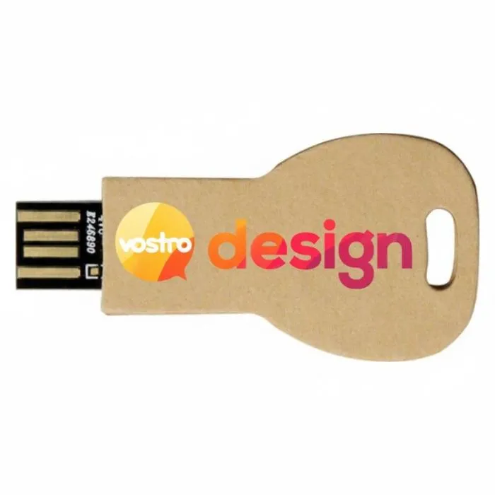 Chiavetta USB personalizzata da 1 GB a forma di chiave 2.0, realizzata in carta riciclata