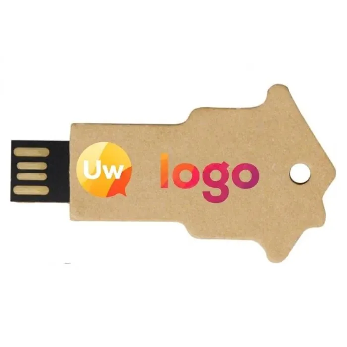 Gepersonaliseerde USB-stick van gerecycled papier 2.0 in de vorm van een huisje
