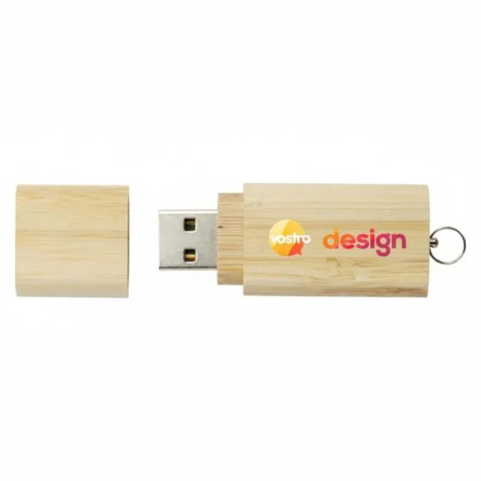 Chiavetta USB 2.0 in bambù da 2 GB personalizzata con portachiavi