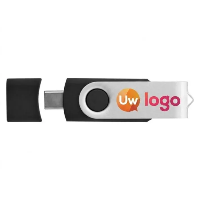 Gepersonaliseerde USB-stick van het type C met draaibare aluminium behuizing