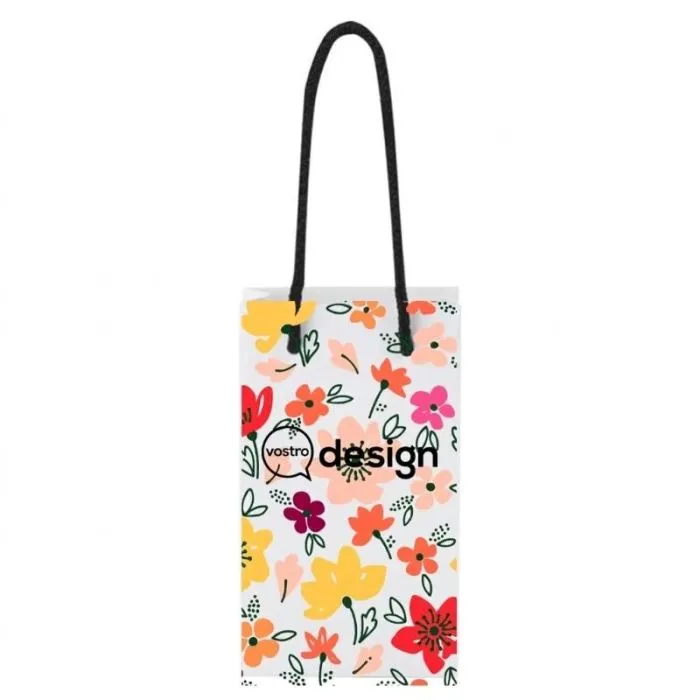 Borsa di carta da 170 g/m² con manici in plastica, modello pubblicitario piccolo