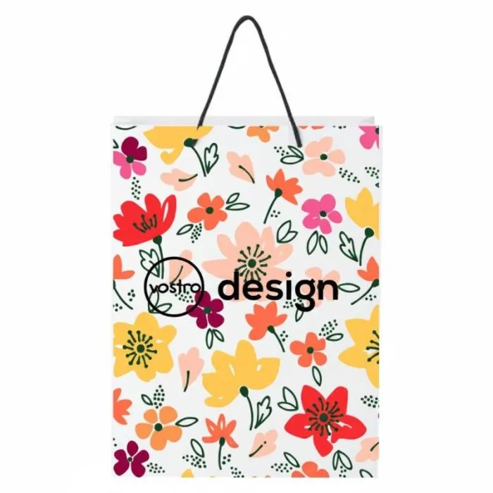 Borsa di carta da 170 g/m², realizzata a mano con manici in plastica promozionali XL