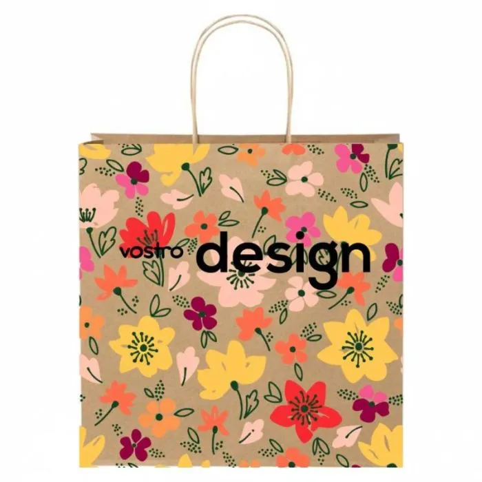 Borsa in carta Kraft da 120 g/m² con manici intrecciati XL personalizzabile