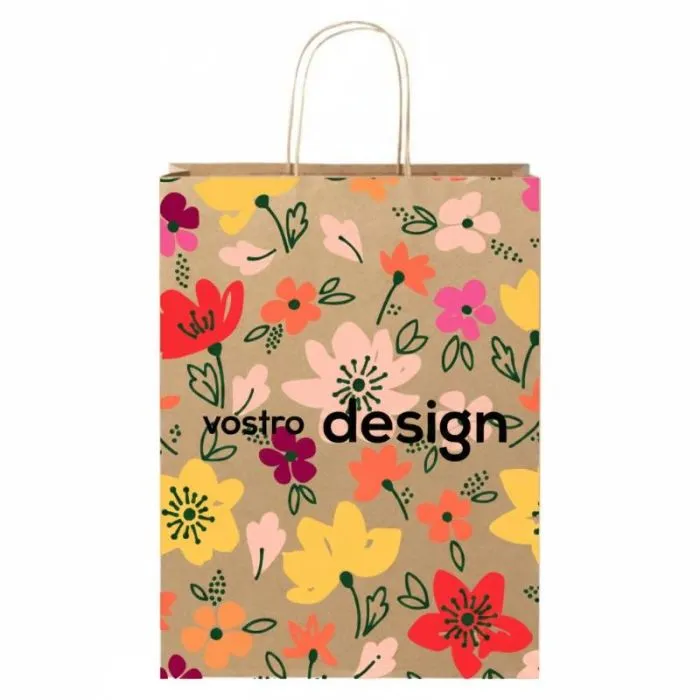 Borsa in carta Kraft da 120 g/m² con manici intrecciati XXL per scopi pubblicitari