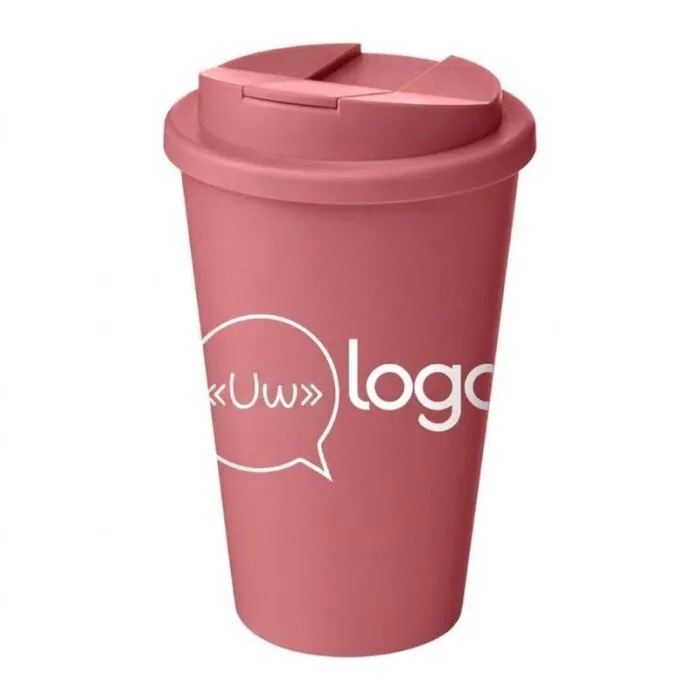 Americano® Renew reclamebeker van 350 ml met isolerende wand en morsbestendig deksel