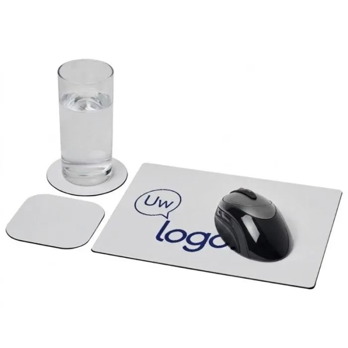 Brite-Mat®-set met gepersonaliseerde muismat en onderzetter