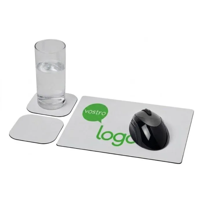 Set composto da tappetino per mouse e sottobicchiere promozionale - Brite-Mat® 3