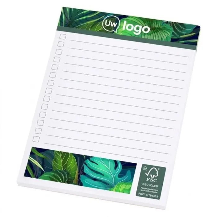 Gepersonaliseerd notitieblok A6 van gerecycled materiaal van Desk-Mate®