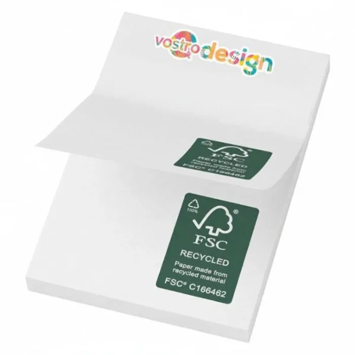 Blocco di note adesive personalizzato Sticky-Mate® in carta riciclata 50 × 75 mm