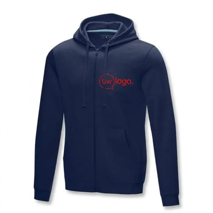 Gepersonaliseerde Ruby-herenhoodie van GOTS-katoen en GRS-gerecycled materiaal