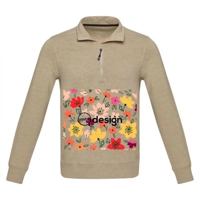 Maglione unisex personalizzato in tessuto riciclato con chiusura a zip a un quarto - Aware™