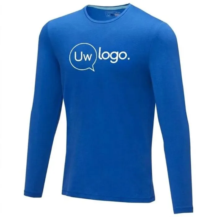 Ponoka: gepersonaliseerd biologisch T-shirt met lange mouwen voor heren