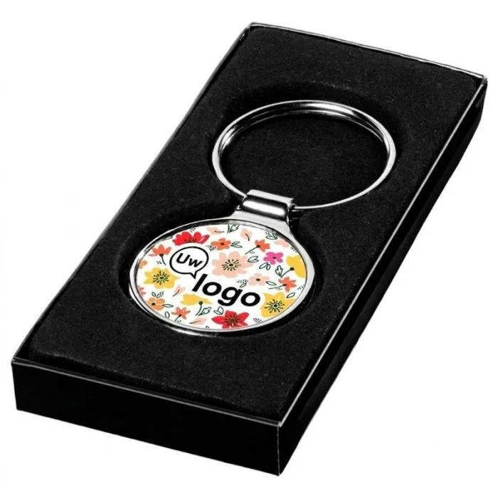 Personaliseerbare ronde sleutelhanger van gepolijst metaal